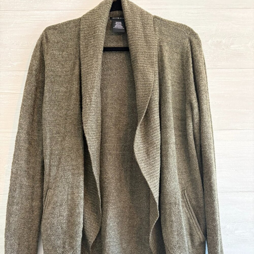 Max & Mia Cardigan Sweater Women's Casual Green Long Sleeve Open Front Medium M